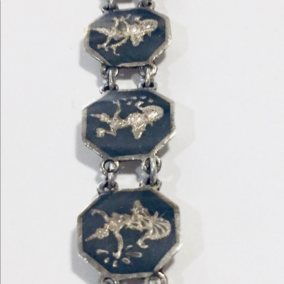 Vintage Siam Silver Bracelet Elephants Dancers - Picture 8 of 8